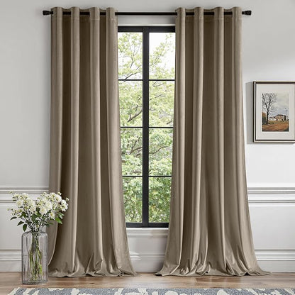 MIULEE Velvet Curtains Taupe 52 x 90 Inch Length Set of 2 | Grommet Drapes by MIULEE