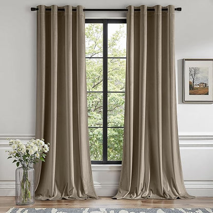MIULEE Velvet Curtains Taupe 52 x 108 Inch Length Set of 2 | Extra Long Grommet by MIULEE