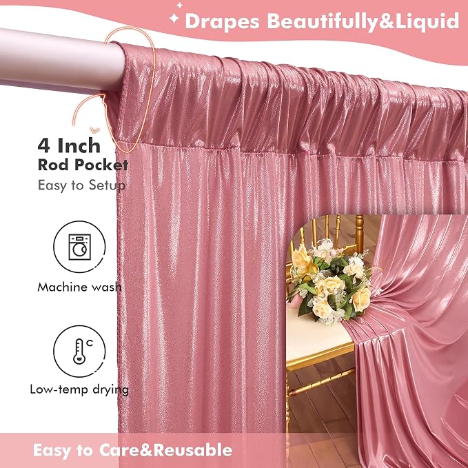 10x10ft Rose Gold Sequin Backdrop Curtain - Image 6