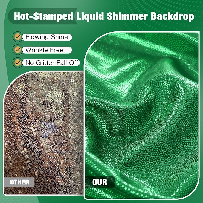 10x10FT Green Sequin Backdrop Curtain - Image 6