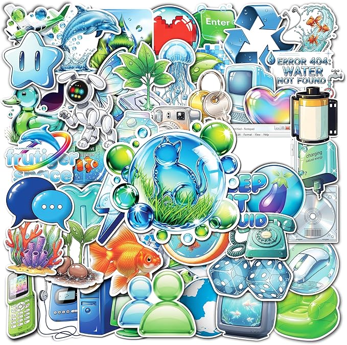 50 Pcs Frutiger Aero Stickers Y2K Aesthetic Vinyl Decal Waterproof Cute by Unknown
