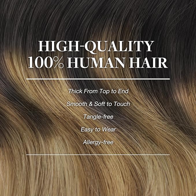 GOO GOO Clip in Hair Extensions Real Human Hair, Remy Human Hair Extensions Clip ins for Women, Natural Human Hair, 18inch 120g 7Pcs, 2/6/18 Balayage Brown to Dirty Blonde