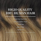 GOO GOO Clip in Hair Extensions Real Human Hair, Remy Human Hair Extensions Clip ins for Women, Natural Human Hair, 14inch 120g 7Pcs, 2/6/18 Balayage Brown to Dirty Blonde