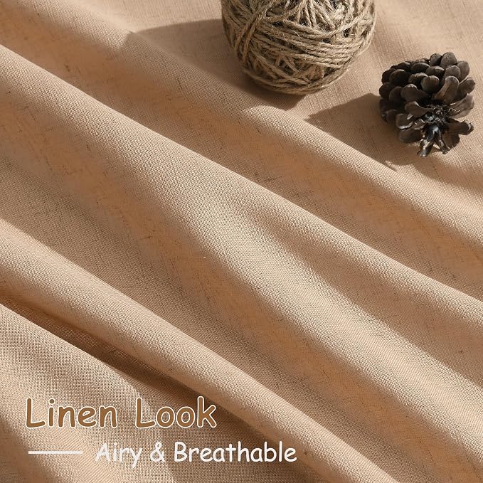 Extra Long Camel Linen Curtains 2 Panels 102 Inches Long - Image 5