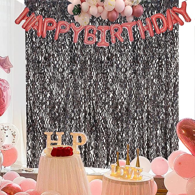 Black Foil Curtain Backdrop, CYLMFC 3 Pack 3.3 ft x 6.6 ft Sparkle Metallic - Image 6