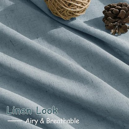 Light Blue Linen Curtains 84 Inch Length 2 Panels Set - Image 5