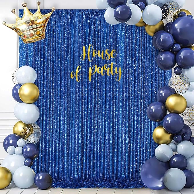 Royal Blue Sequin Backdrop Glitter Curtain - Image 2
