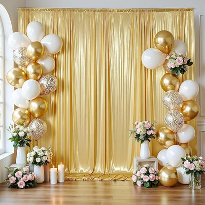 50x12ft Glitter Gold Backdrop Curtains, Sequin Curtains Wrinkle Free Polyester - Image 5