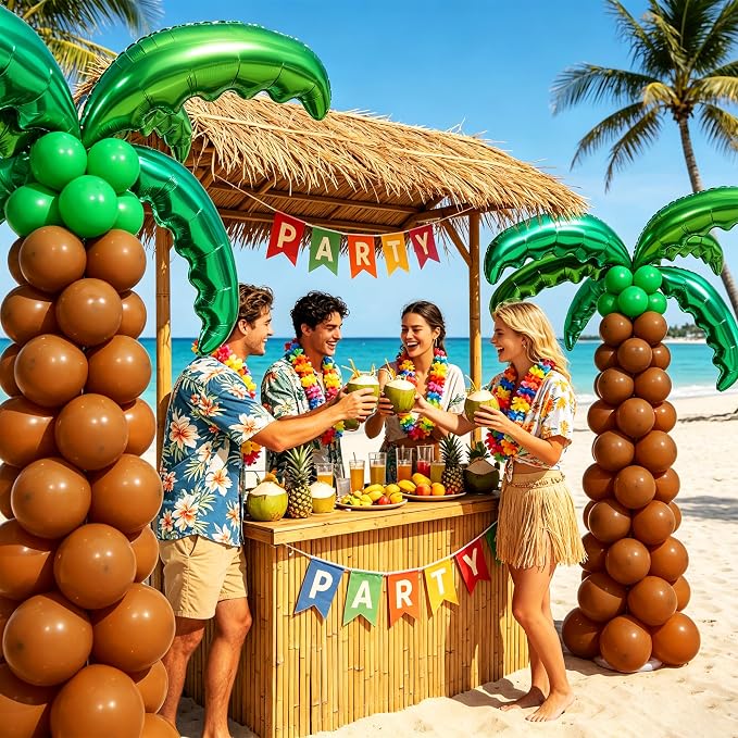 2 Sets Palm Tree Balloon Column Kit, Tropical Green Tan Balloon Tower - Image 4