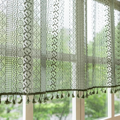 Sutuo Home Olive Green Boho Valance Curtains - Image 7