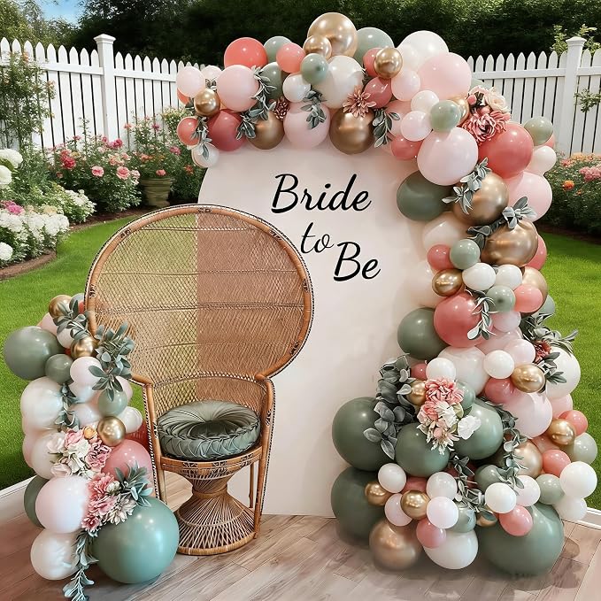 Bridal Shower Bride Balloons Arch Garland Kit | 139pcs Sage Green Retro Dusty - Image 4