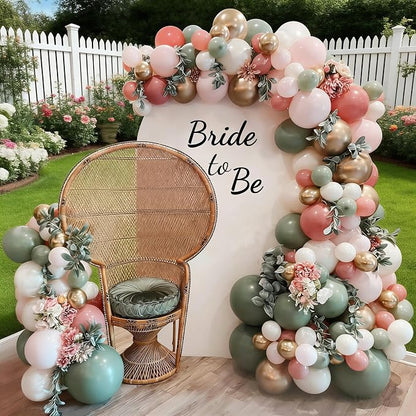 Bridal Shower Bride Balloons Arch Garland Kit | 139pcs Sage Green Retro Dusty - Image 4