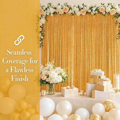ShinyBeauty Gold Sequin Backdrop Curtains 4 Panels 2x8ft - Image 4