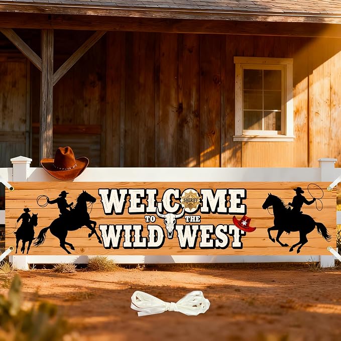 6 x 1.3ft Western Party Decorations Welcome to the Wild West Banner Decorations by DuoduoBuy