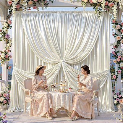 20x10ft Ivory Glitter Backdrop Curtain - Image 5
