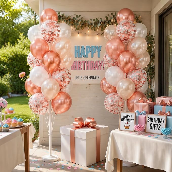 HIINS Rose Gold White Balloon Stand Kit Set of 2 - Image 8