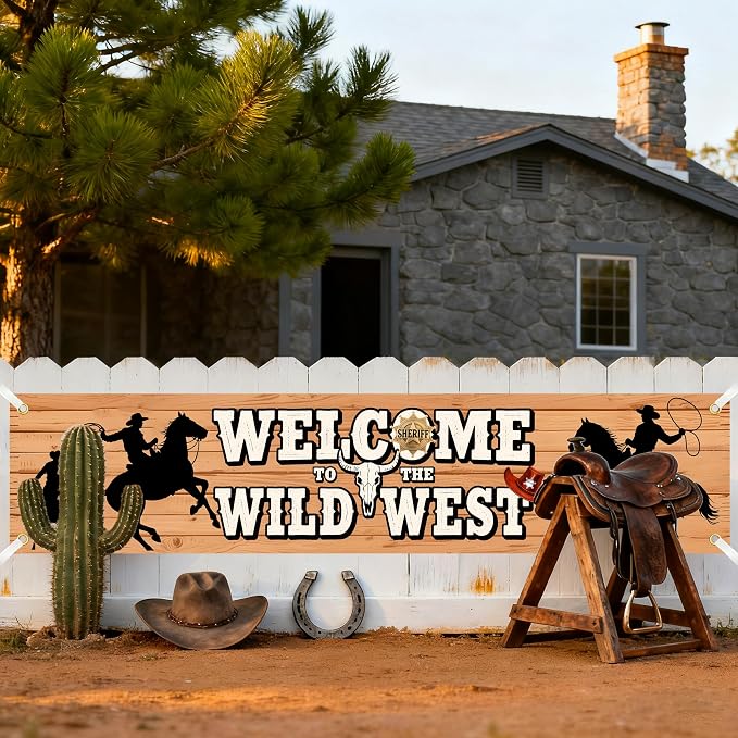 6 x 1.3ft Western Party Decorations Welcome to the Wild West Banner Decorations - Image 4