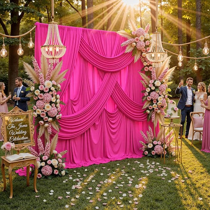 30ftx10ft Wrinkle Free Fuchsia Backdrop Curtains - Image 7