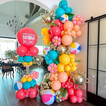 HILAVO Summer Tropical Balloon Arch Garland Kit Iridescent Star Balloons and - Image 4