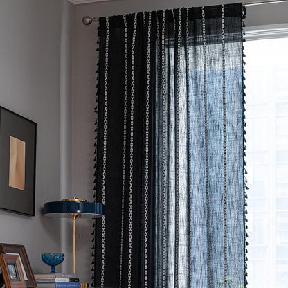 Sutuo Home Black Boho Curtains, Bohemian 1 Panel 108 inches Long - Image 4