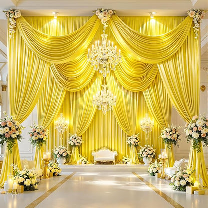 30x10ft Yellow Gold Glitter Backdrop Curtain - Image 3