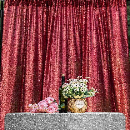JYFLZQ Burgundy Sequin Backdrop Curtains 2ft x 8ft 2 Panel Glitter Photo Booth - Image 4