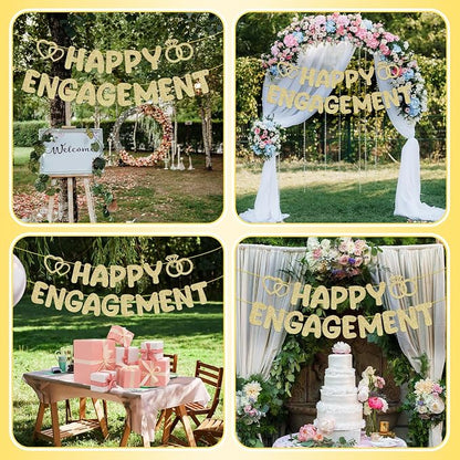 Pre-Strung Engagement Party Decorations, Glitter Happy Engagement Banner - Image 8