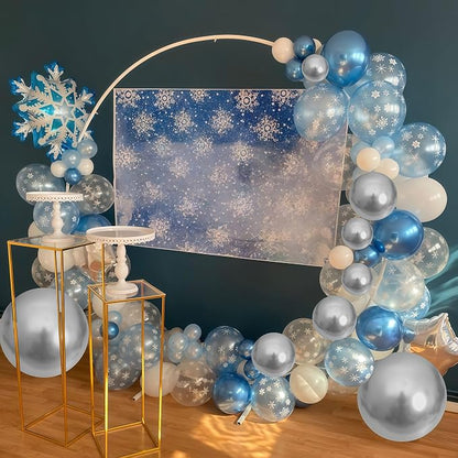 Snowflake Balloons Winter Blue White Silver Balloons Metallic Pearl Blue Silver - Image 5