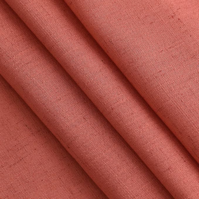 Coral Linen 96 Inch Length Curtains Panels 2 Panel Set Back Tab Rod Pocket - Image 5