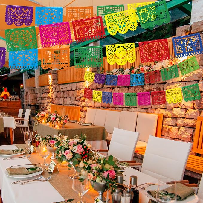 3 PCS Cinco De Mayo Decorations, Plastic Mexican Party Banner 55.2 FT Papel - Image 5