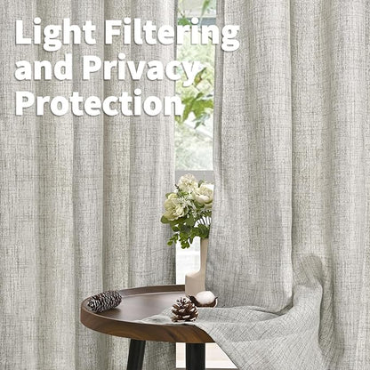 YoungsTex Short Linen Curtains 40 Inches Long, Dark Grey Drapes Light Filtering - Image 3