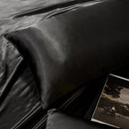 Black Satin Pillowcases Queen Size Set of 2 for Hair and Skin,Black Silk Pillowcase Breathable Pillowcase with Envelope Closure