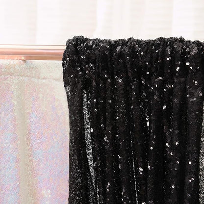 Poise3EHome Black Sequin Backdrop Curtains, 4 Panels 2FTx8FT Glitter Background - Image 6