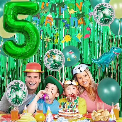 LilyZheng Large Dinosaur Balloon Number 5, 40 Inch Dark Green Foil Balloon - Image 7