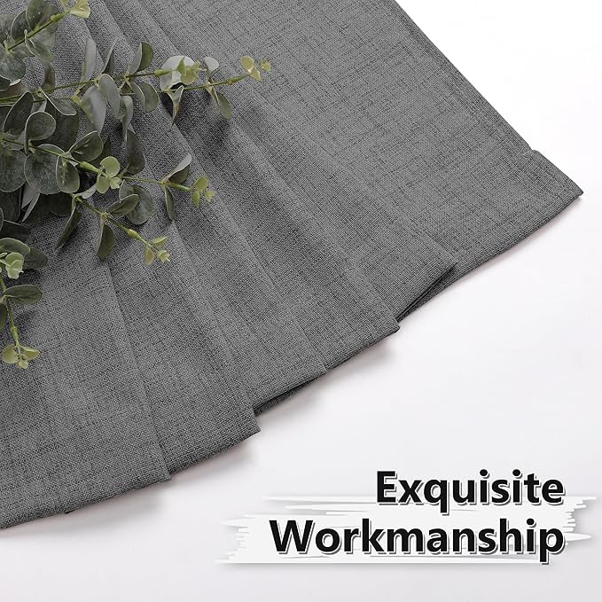 Tollpiz Short Linen Curtain Bedroom Rod Pocket Semi Sheer Curtains Burlap Light - Image 7