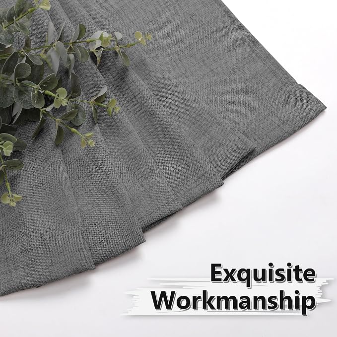 Tollpiz Short Linen Curtains Bedroom Rod Pocket Semi Sheer Curtain Burlap Light - Image 7