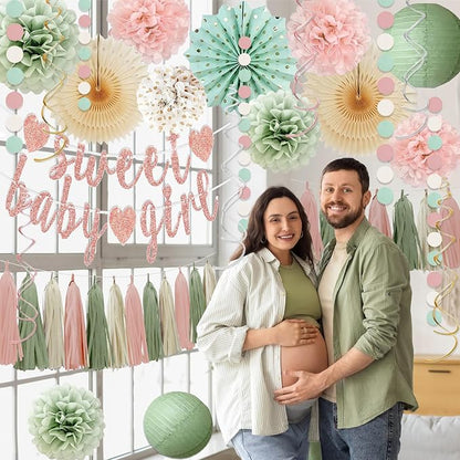Sage Green and Blush Pink Baby Shower Decorations - Image 4
