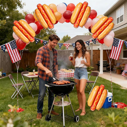6PCS Giant Hot Dog Foil Balloons 28", Funny Fast Food Party Balloons | - Image 2