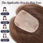 starluck Human Hair Toppers for Women Real Human Hair No Bangs 4 * 5.5 inch Base 12 inch SilkHug Hair Topper for Women Cover Grey Roots(Medium Brown)