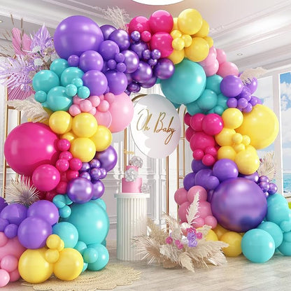 412pcs Purple Blue Pink Balloon Garland Arch Kit, 18 12 10 5 inch Different by PAXILE