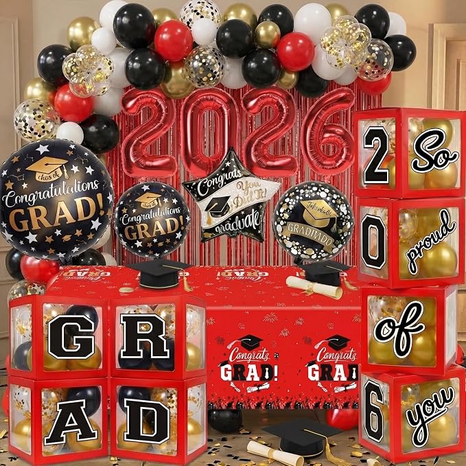 Black and Red Graduation Decorations Class of 2026 - Image 2