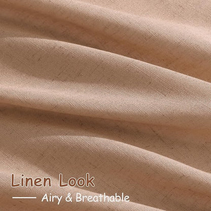 Peach Linen Curtains 96 Inches Long Set - Image 3