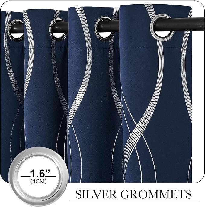 NICETOWN Navy Blue Blackout Curtain Panels 84 inches Long, Window Treatment - Image 3