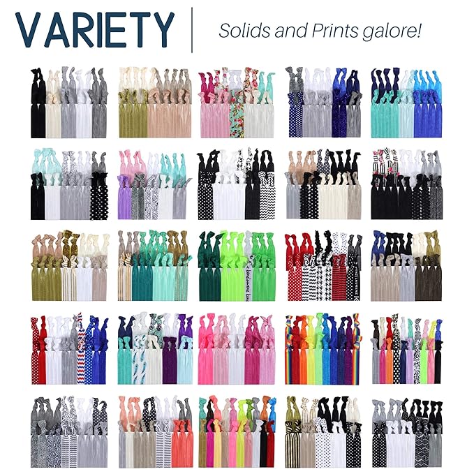 Kenz Laurenz Hair Ties Ponytail Holder Set No Crease Ribbon Bands - 20 Count - Light Blue