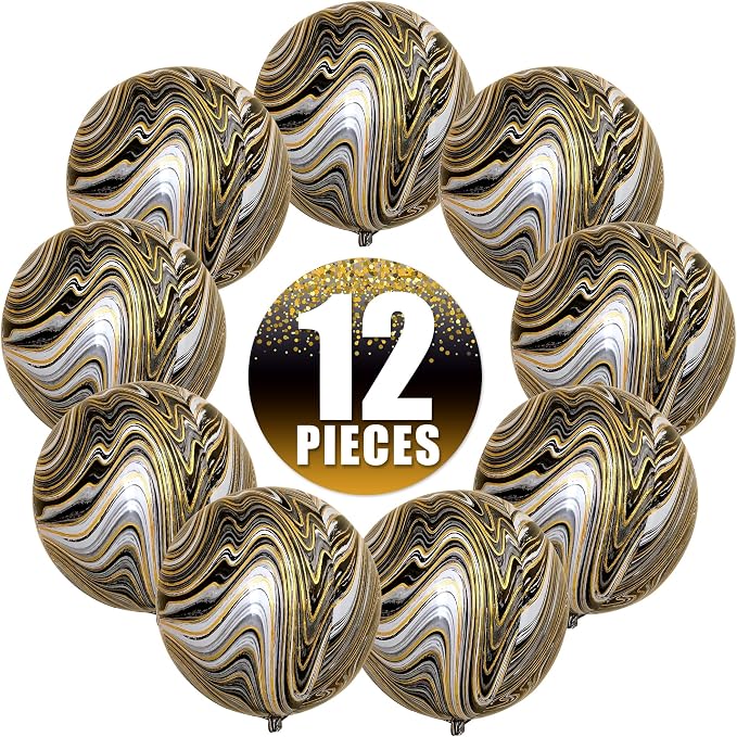 KatchOn, 4D Black and Gold Marble Balloons - Image 9