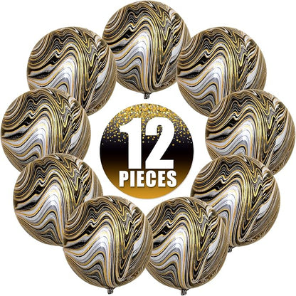 KatchOn, 4D Black and Gold Marble Balloons - Image 9