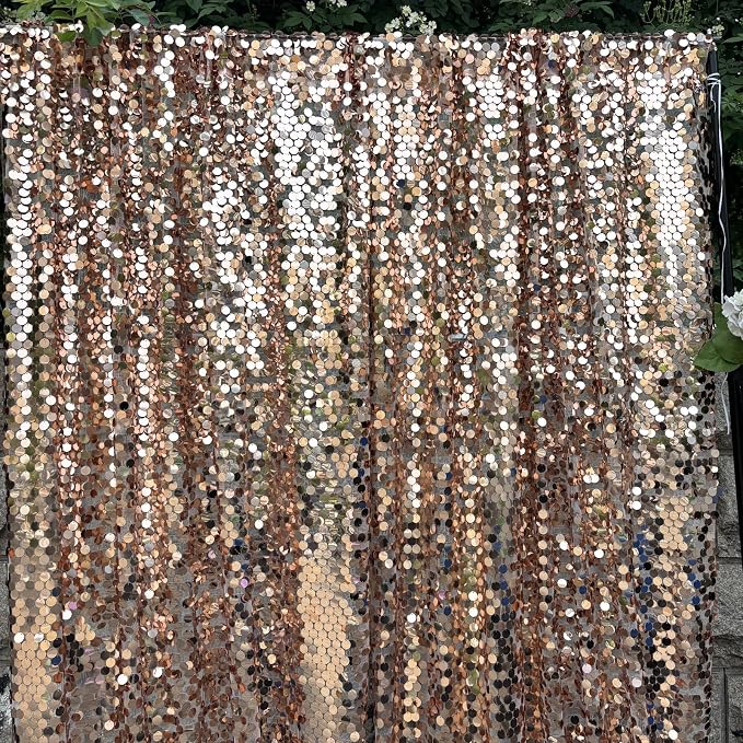 Rose Gold Sequin Backdrop, 4x10 Feet, 2 Panel, 18MM Large Sequin | Shimmer - Image 5