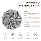 FESHFEN Messy Bun Hair Piece - Elastic Wavy Curly Hair Bun Scrunchies Extensions Synthetic Chignon Hairpieces for Women Girls, Black with White Tips 1.5 oz