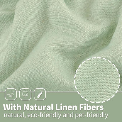 YoungsTex Sage Linen Curtains for Living Room Spring Decor, Light Green Light - Image 7