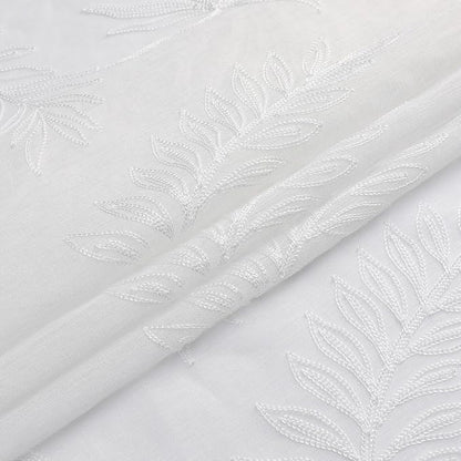 White Sheer Curtains Embroidered Leaf 2 Panels 54 Inches Long | Light Filtering - Image 5